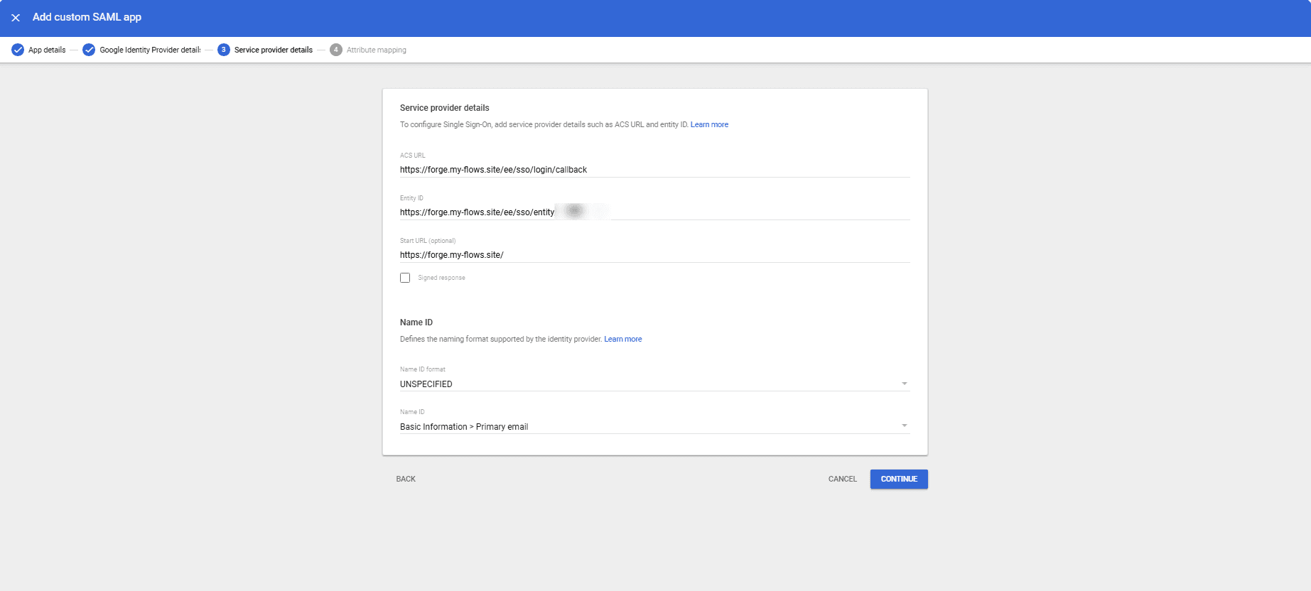 Screenshot form asking for the configuration detailes provided by your self-hosted FlowFuse "Screenshot form asking for the configuration detailes provided by your self-hosted FlowFuse"